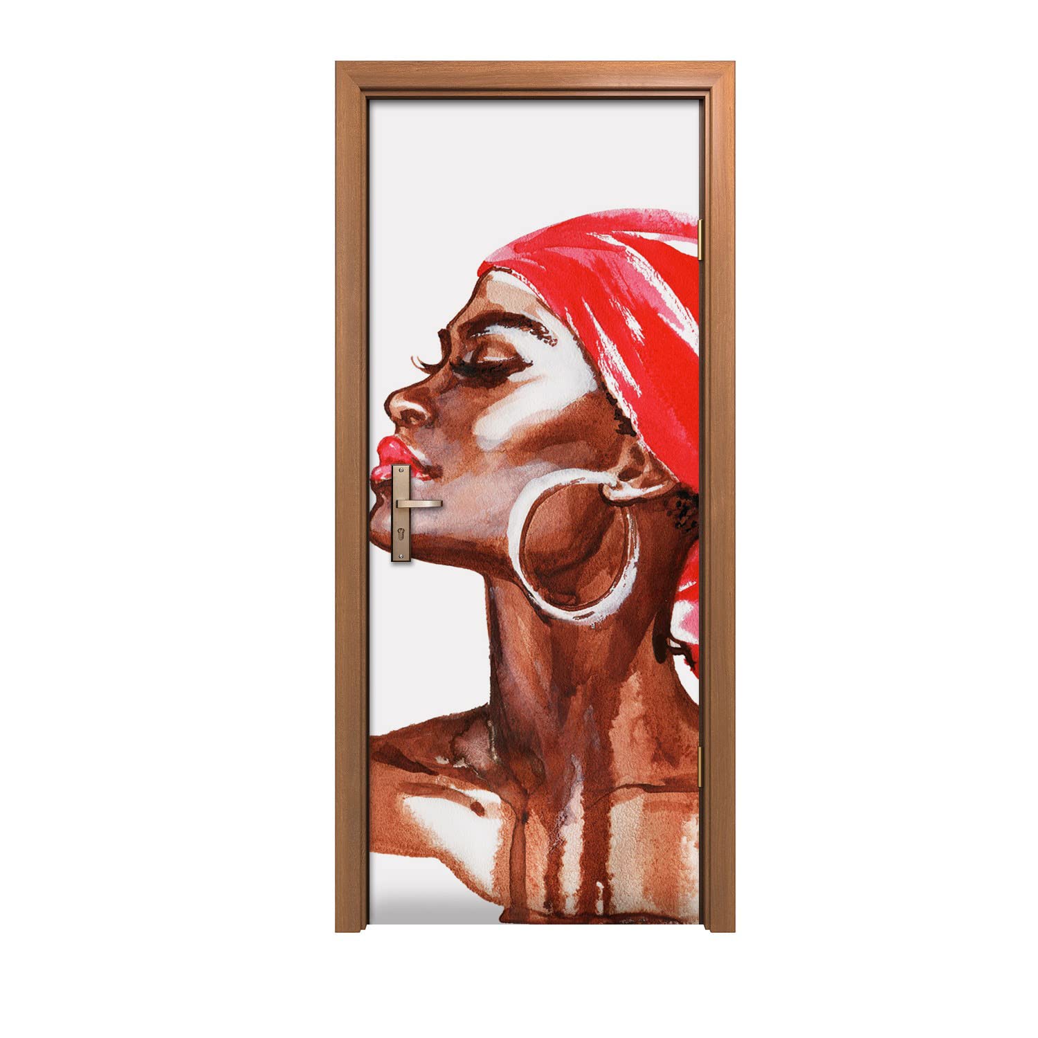 Autocollant de porte de salon - Décoration murale 80x200cm Femmes autochtones Coloray
