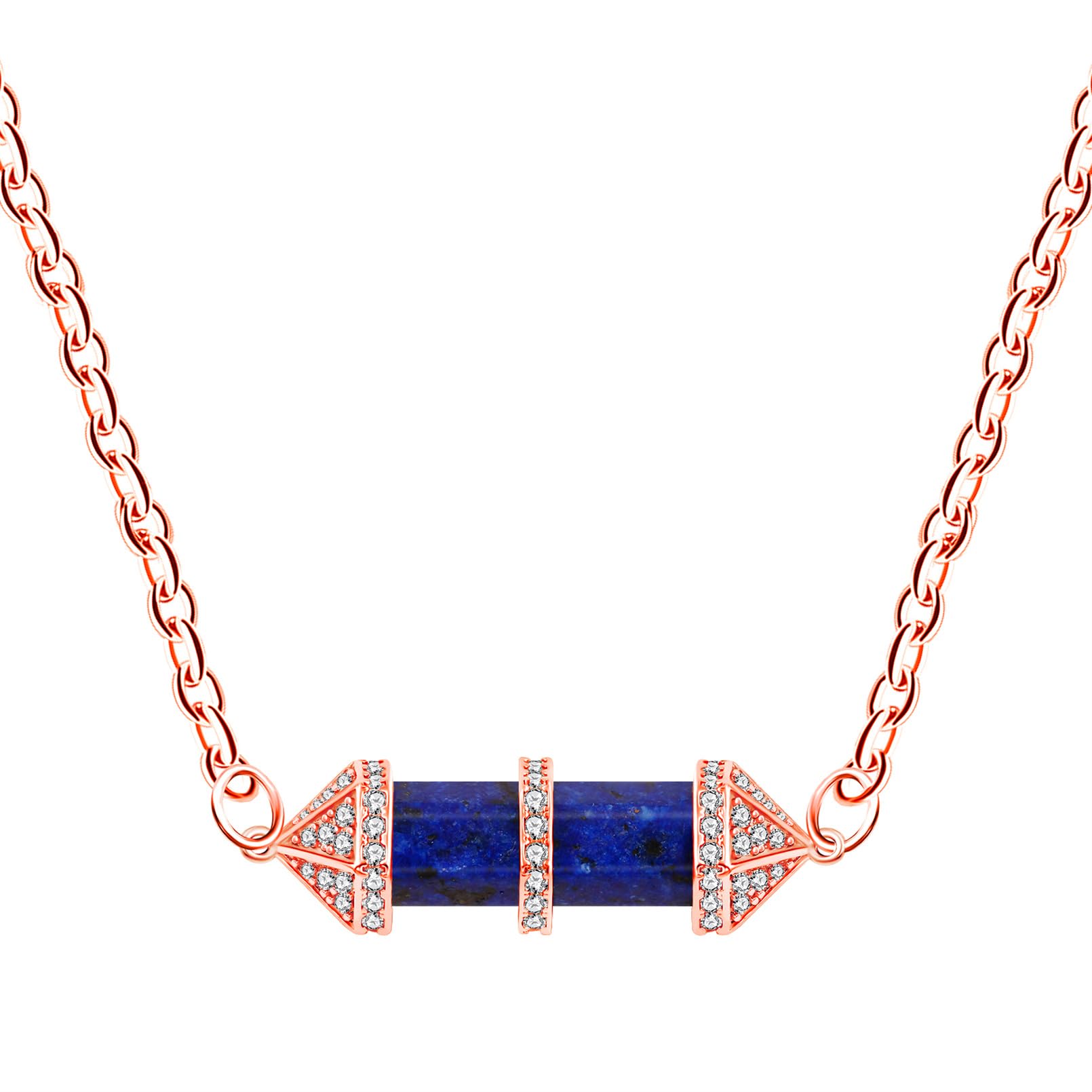 Zircobic Natural Stone Crystal Necklace | Reiki Healing Crystal Zirconia Jewelry Gift for Women | Hexagonal Bullet Chakra Energy Necklace with 18"+2" Extended Chain - Gift Pouch Offered YA4825