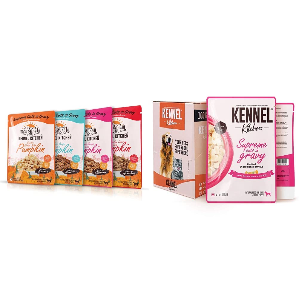 Kennel Kitchen Wet Dog Food for Adult and Puppy, Supreme Cuts in Gravy with Pumpkin, 100g (Pack of 12) & Cuts in Gravy, Lamb Recipe with Pumpkin, 100g (Pack of 12) Wet Dog Food for Adult & Puppy (B08Q8L99RD) Amazon Price History, Amazon Price Tracker