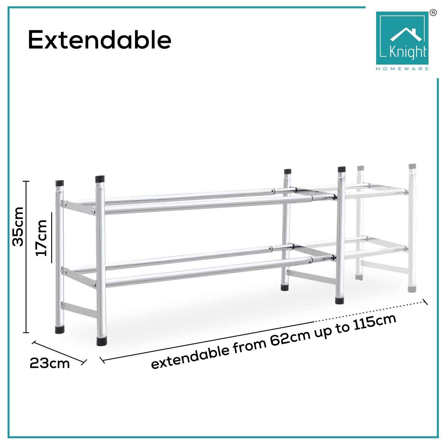Buy KNIGHT 2 Tier Shoe Rack Chrome Extendable & Stackable Knight 2 Tier