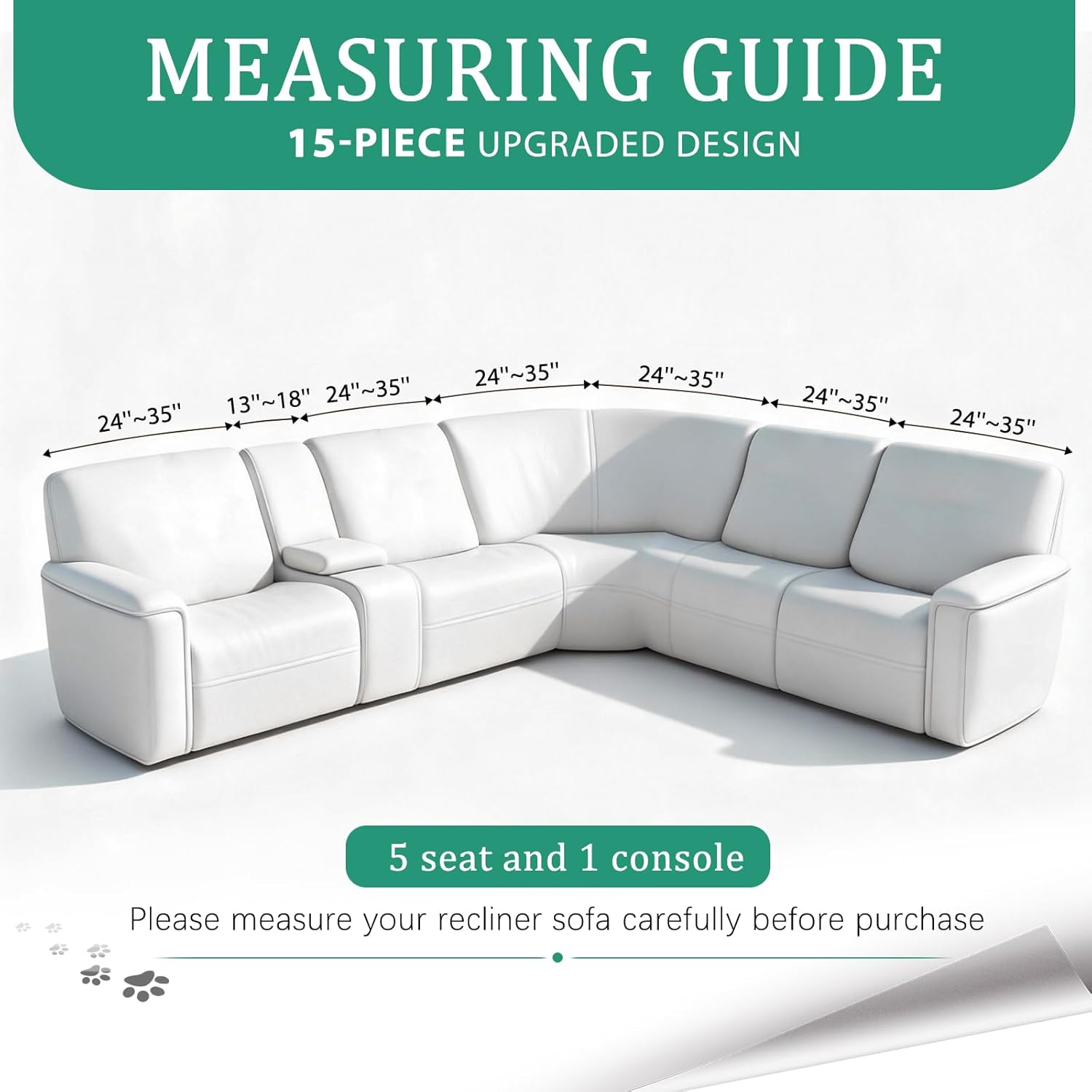 ALIECOM 100% Waterproof Sectional Recliner Couch Covers L Shape Printed Stretch Corner Reclining Sectional Sofa Cover Washable Pet Dog Recliner Slipcovers (Tropical Leaf, 5 Seat and 1 Console)