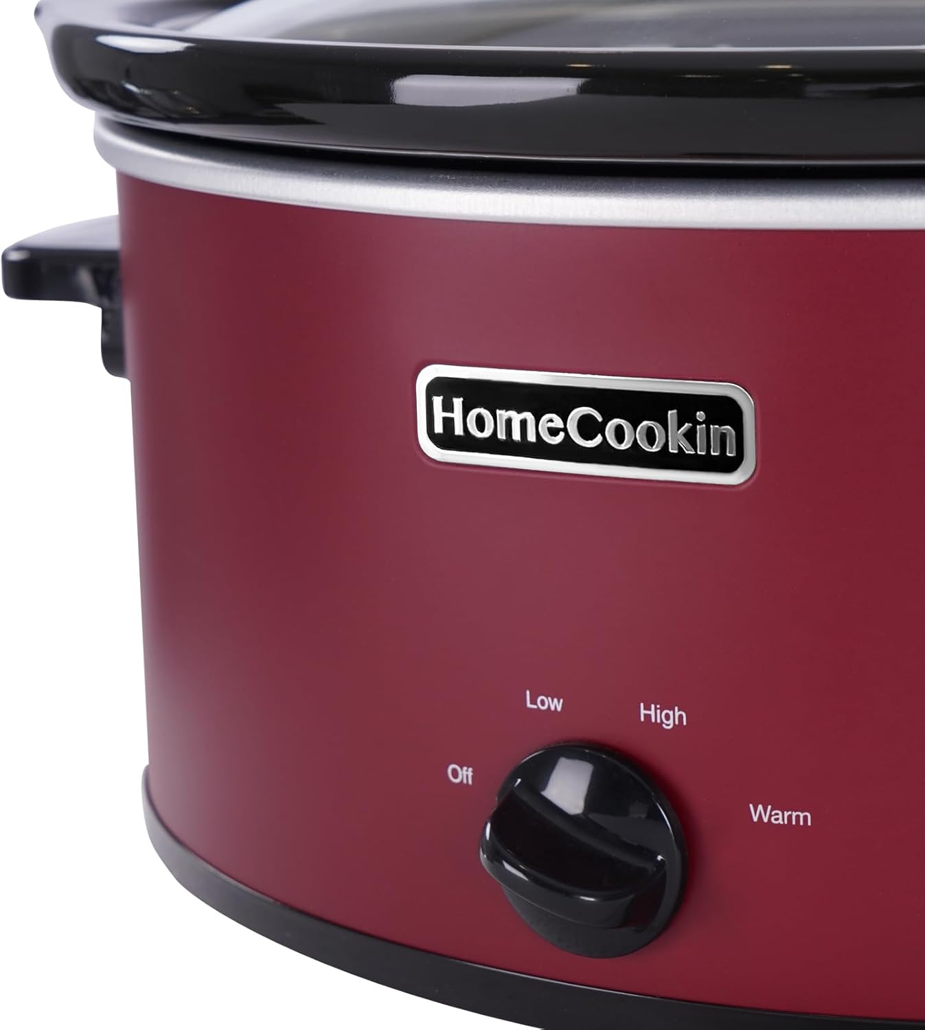 HOMECOOKIN 6 Quart Slow Cooker Oval Manual Pot Food Warmer with 3 Cooking Settings, Red Stainless Steel 6 Quarts Manual-BK-RED