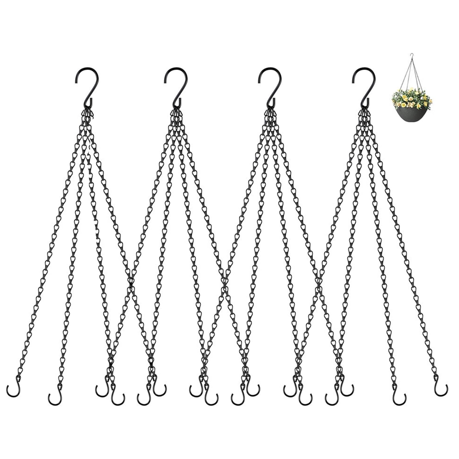 UNeedVog 4 Pack 20 Inch Hanging Basket Chain with Hooks, Heavy Duty Flower Pot Chain Replacement for Planters Bird Feeders Lanterns, Black (4 chains) โ image 1