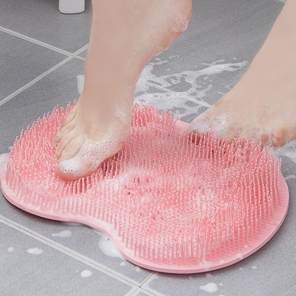Almohadilla de lavado de baño exfoliante de espalda, limpiador de espalda de baño, ventosa montada en la pared, almohadilla de masaje exfoliante de silicona para ducha