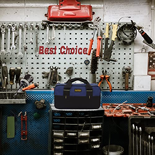 Image of FASTECH 14 Inch Small Tool Bag, Blue, Waterproof, Electricians Repairman Tools Tote Bag, Double Fabric Storage Bag