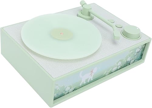 Yunir Altavoz Bluetooth retro, reproductor de discos vintage portátil con difusor, altavoz fonógrafo clásico antiguo (Matcha)
