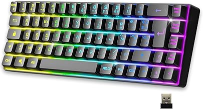 EMPIRE GAMING - K508 Clavier Gaming Sans Fil Compact TKL 65% (AZERTY FR) - via 2.4G/ Type-C - Compatible Console de Jeu/PC/Mac - RGB - 68 Touches - 23 Touches Anti-Ghosting - Noir