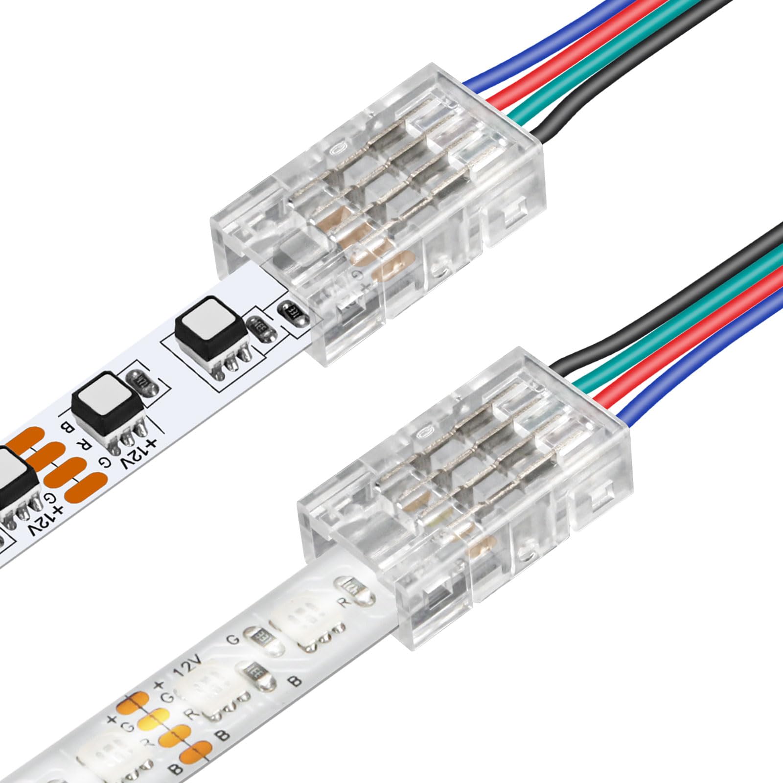 Snapklik.com : 25Pcs 4 Pin 8mm LED Strip Connectors Gapless Solderless ...