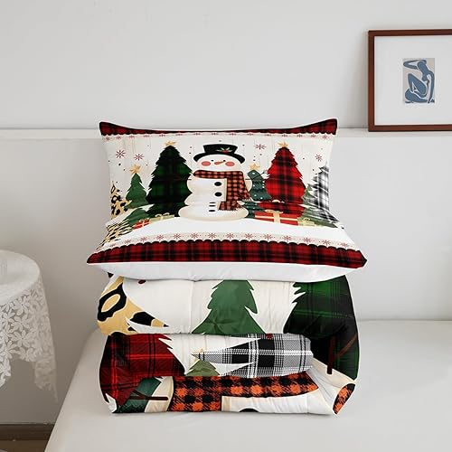 Miniatura 6 de Manfei Juego de edredón de muñeco de nieve, tamaño individual, edredón de plumas de copo de nieve con 1 funda de almohada, juego de ropa de cama