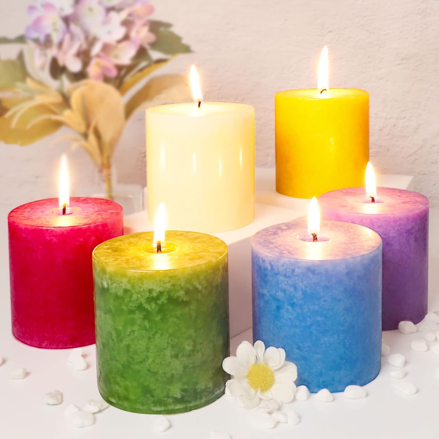 Cafemoon Scented Pillar Candles 6 Pack Aromatherapy