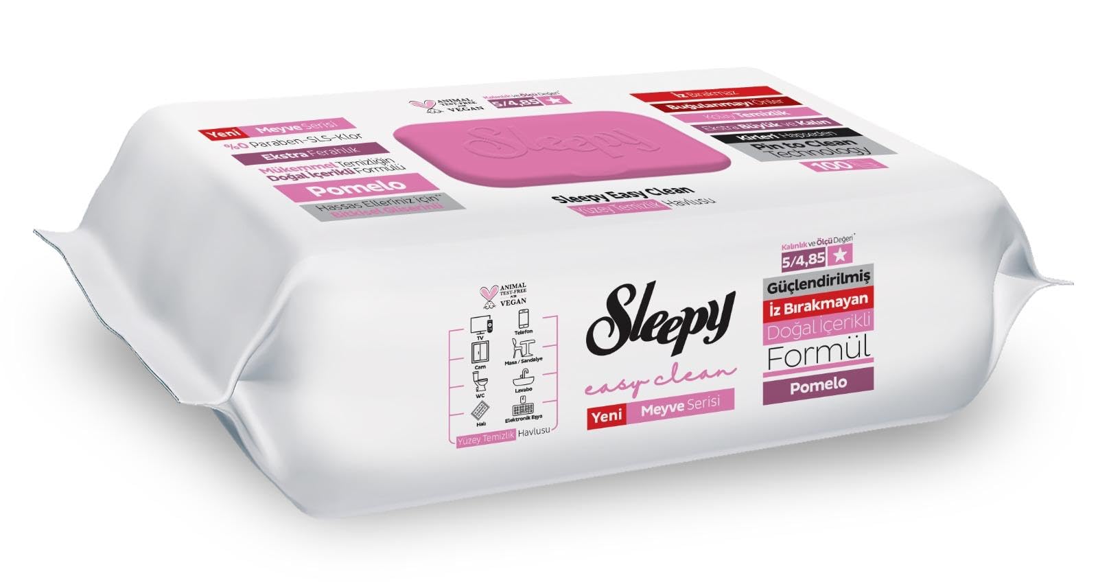 Sleepy Easy Clean Paños húmedos pomelo, naranja y piña, 100 toallitas por paquete, aroma afrutado, toallitas húmedas, juego de 3/6 (3)