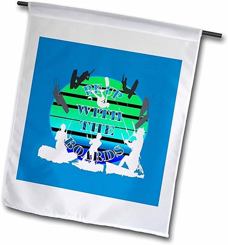3dRose Be Up with The Boards Kitesurf Vector Silhouette Blue Text - Flags fl_356849_2