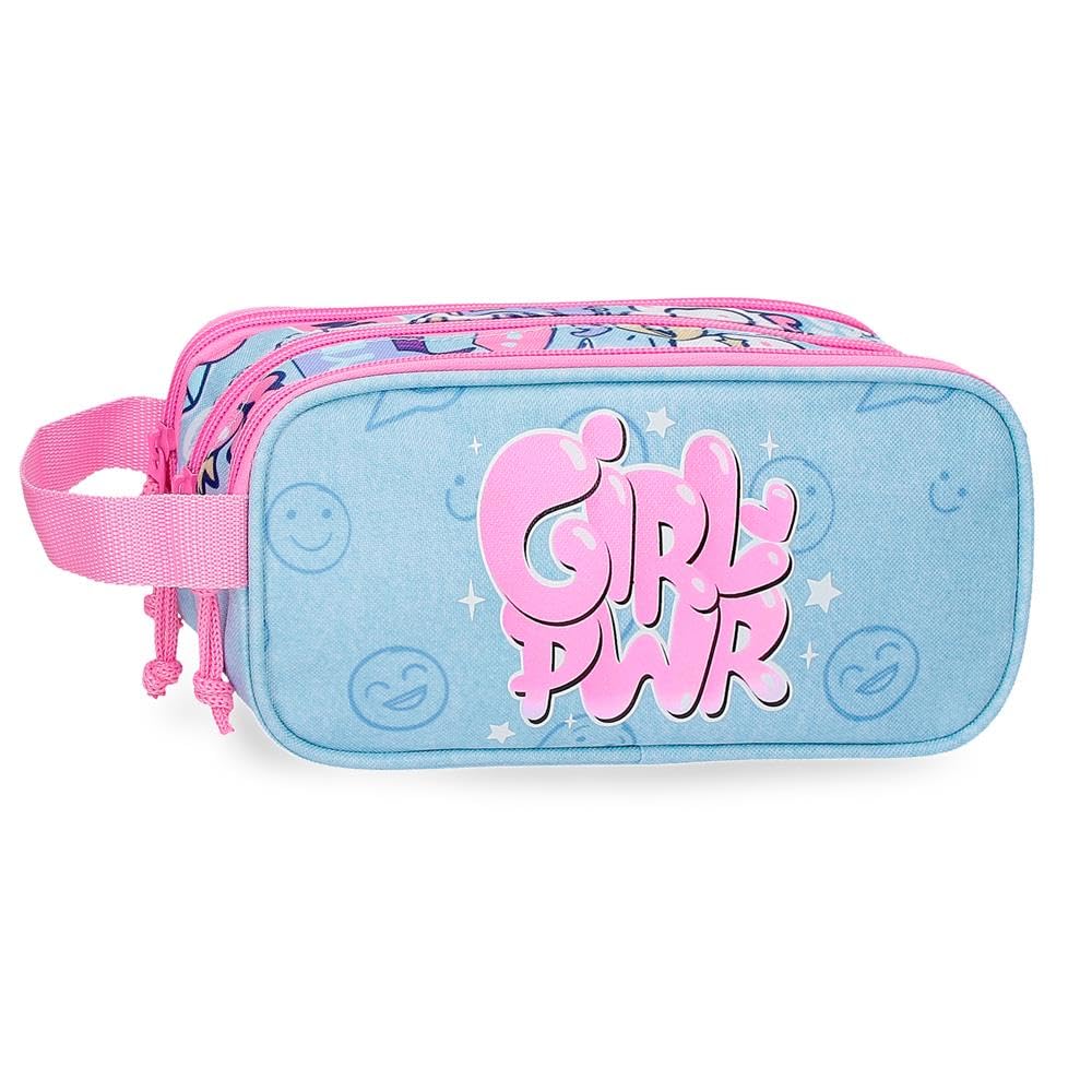 Movom Power Girl Triple Pencil case Blue 22x10x9cm Polyester