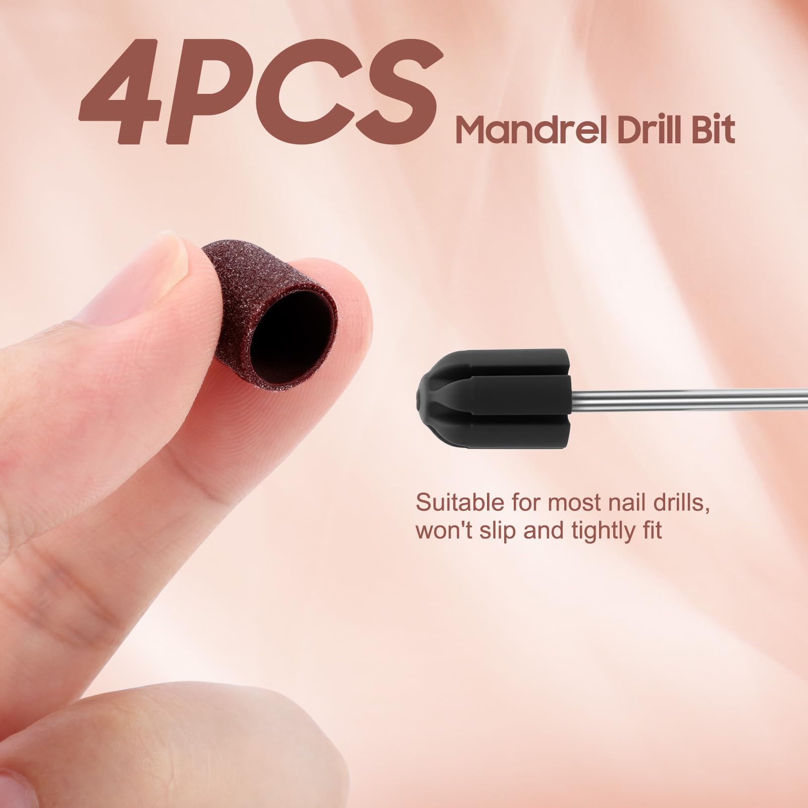 100 Pezzi Cappucci Abrasivi per Manicure, Set di Tappi Abrasivi per Unghie con 4 Alberi per Lucidatura e Levigatura, 10 mm Set di Fasce Abrasive per Manicure Pedicure