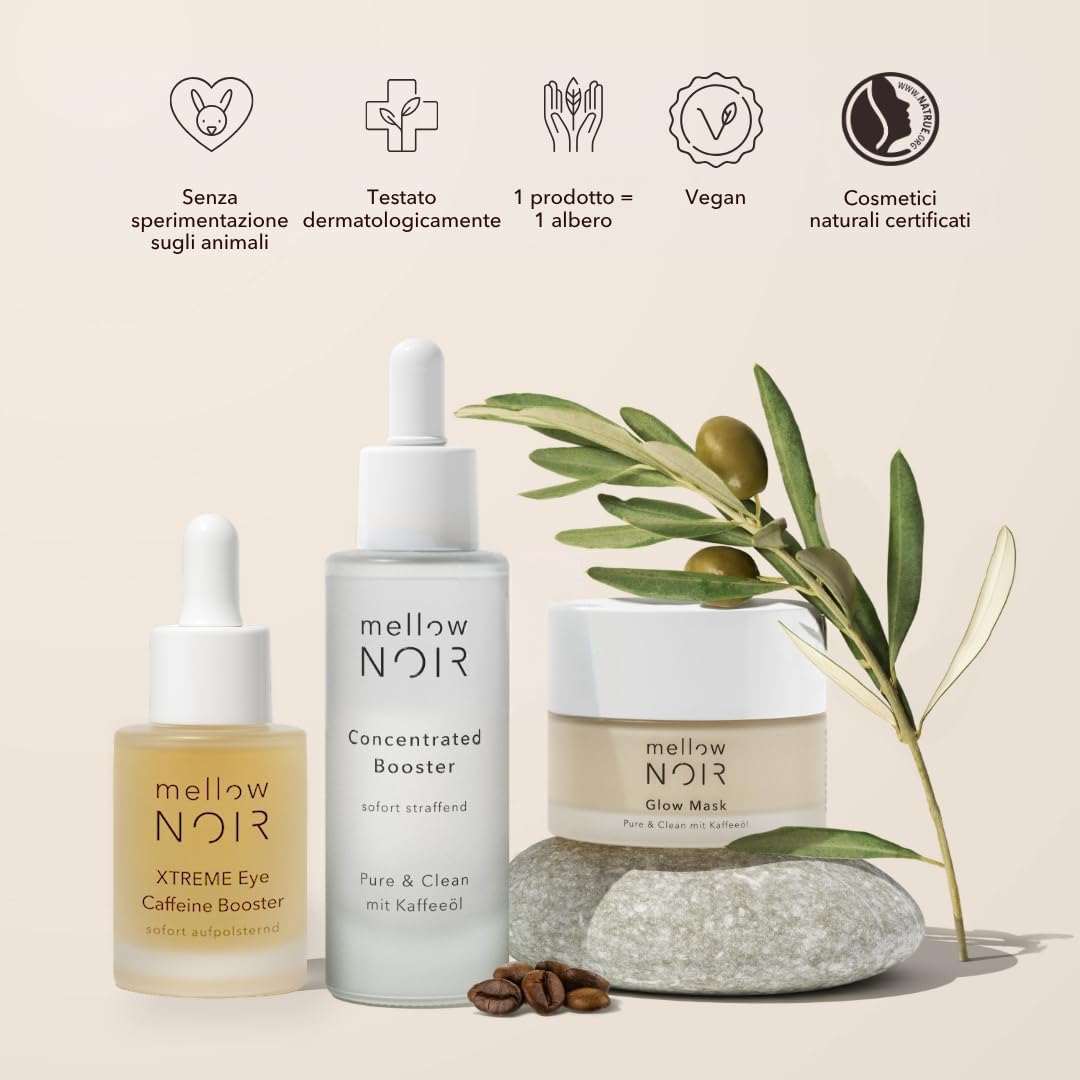 mellow NOIR Deep Hydration Serum 30ml Siero idratante con aloe vera | lenisce e idrata intensa, Cura del viso per la pelle secca e danneggiata, Vegano, Cosmetici naturali