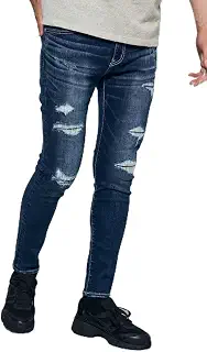 [アズールバイマウジー] デニムパンツ AZUL DENIM リペアスキニー メンズ 251JAS12-0381