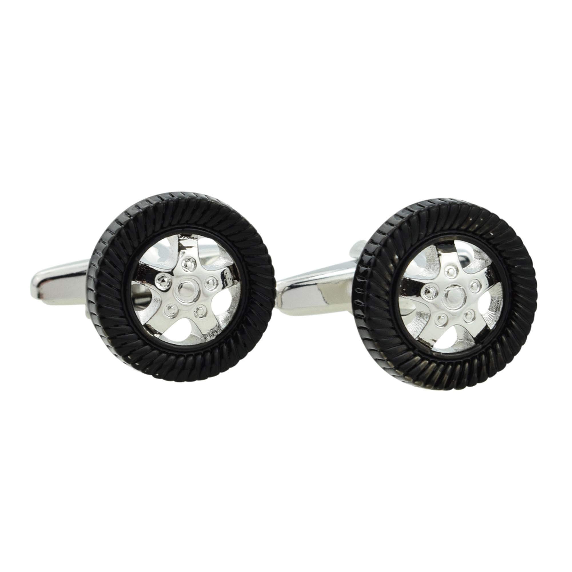 Gtr Silver Tyre & Wheel Cufflinks Presented In A Box