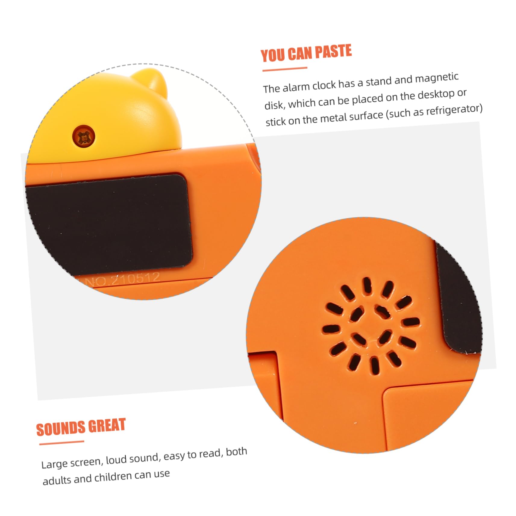 Cabilock 4 Pièces Réveil Minuteur Minuterie De Travail Minuteries De Cuisine pour Cuisiner Numérique pour Les Enfants D'examen Horloges Numériques Dur Plastique Orange