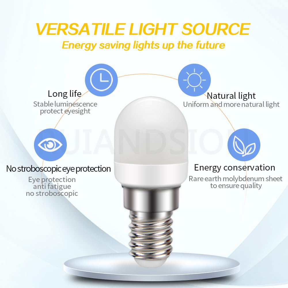 Ruiandsion Lampadina LED E14 SES 220V 2W 400LM, per cappa da cucina, forno e microonde, luce a 360°, non dimmerabile, 6000K bianco freddo, elevata luminosità, confezione da 10 pezzi