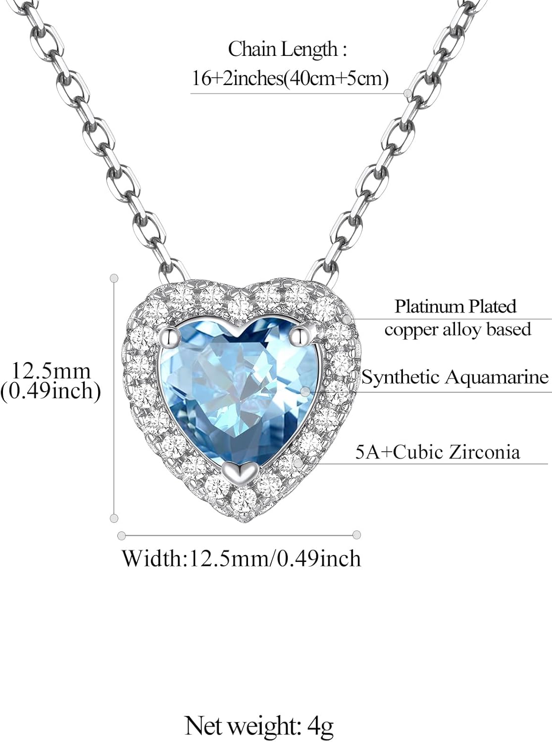 FindChic Dainty Heart Birthstone Necklace for Women Mom Girls Platinum Plated CZ Pendant Sparkly Birthday Anniversary Valentine's Gifts for Her Mom, with Gift Box - Image 8