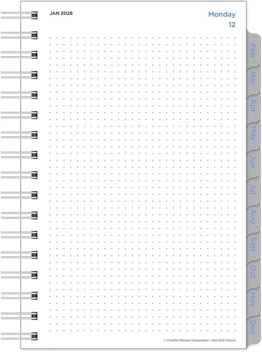 FranklinCovey - Dot Grid Planner Refill | One Page Per Day Wire-Bound (Classic, Jan 2026 - Dec 2026)