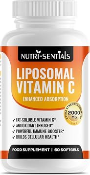 Liposomal Vitamin C Capsules - 2000mg Pure Extra High Strength Formulation | 60 Soft Gels | Pure Vegan Liposomal Vitamin C | Immune Booster |