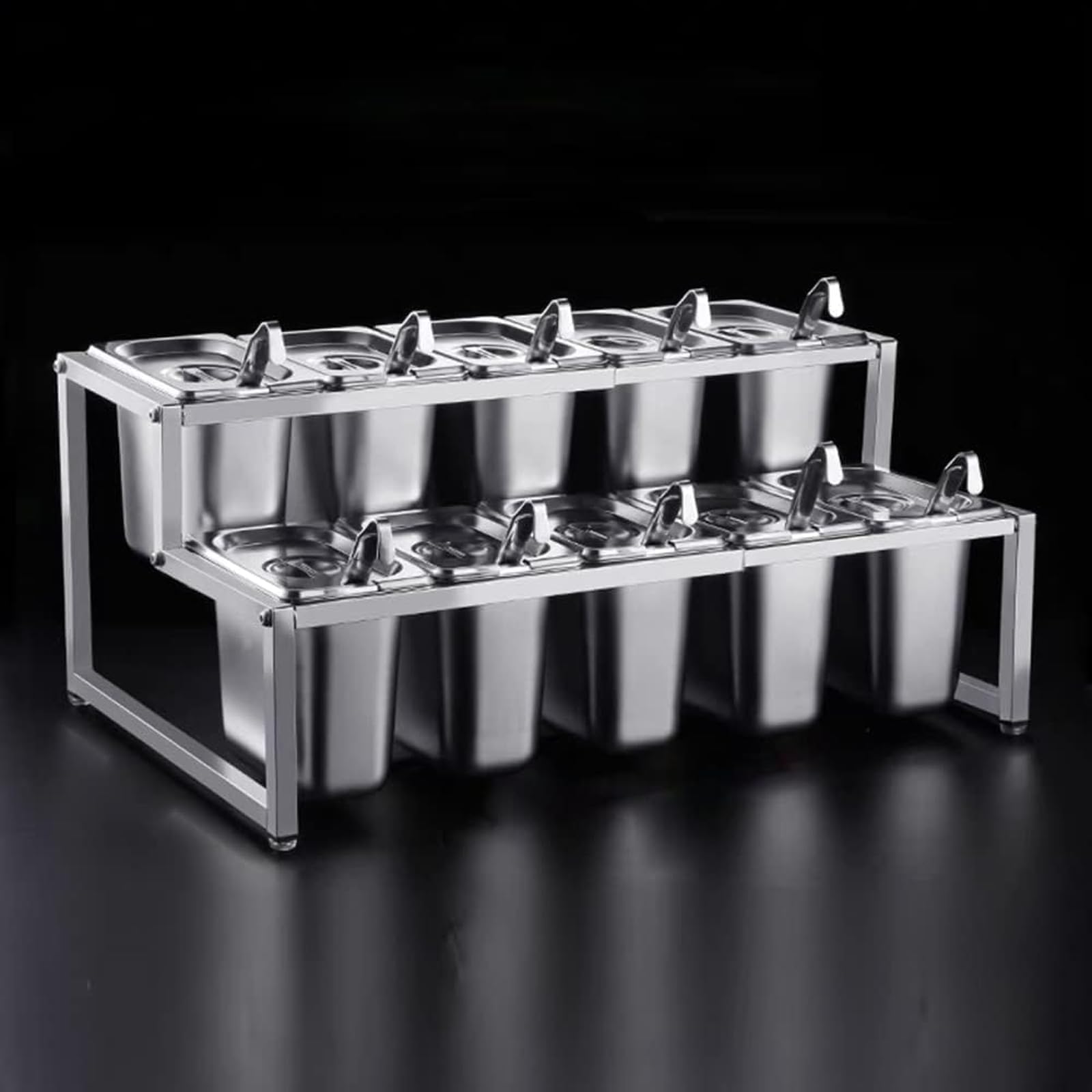 ZbOLi Stainless steel storage rack, stainless steel condiment station，Small material box, jambox rack,，With pot and spoon, detachable condiment station