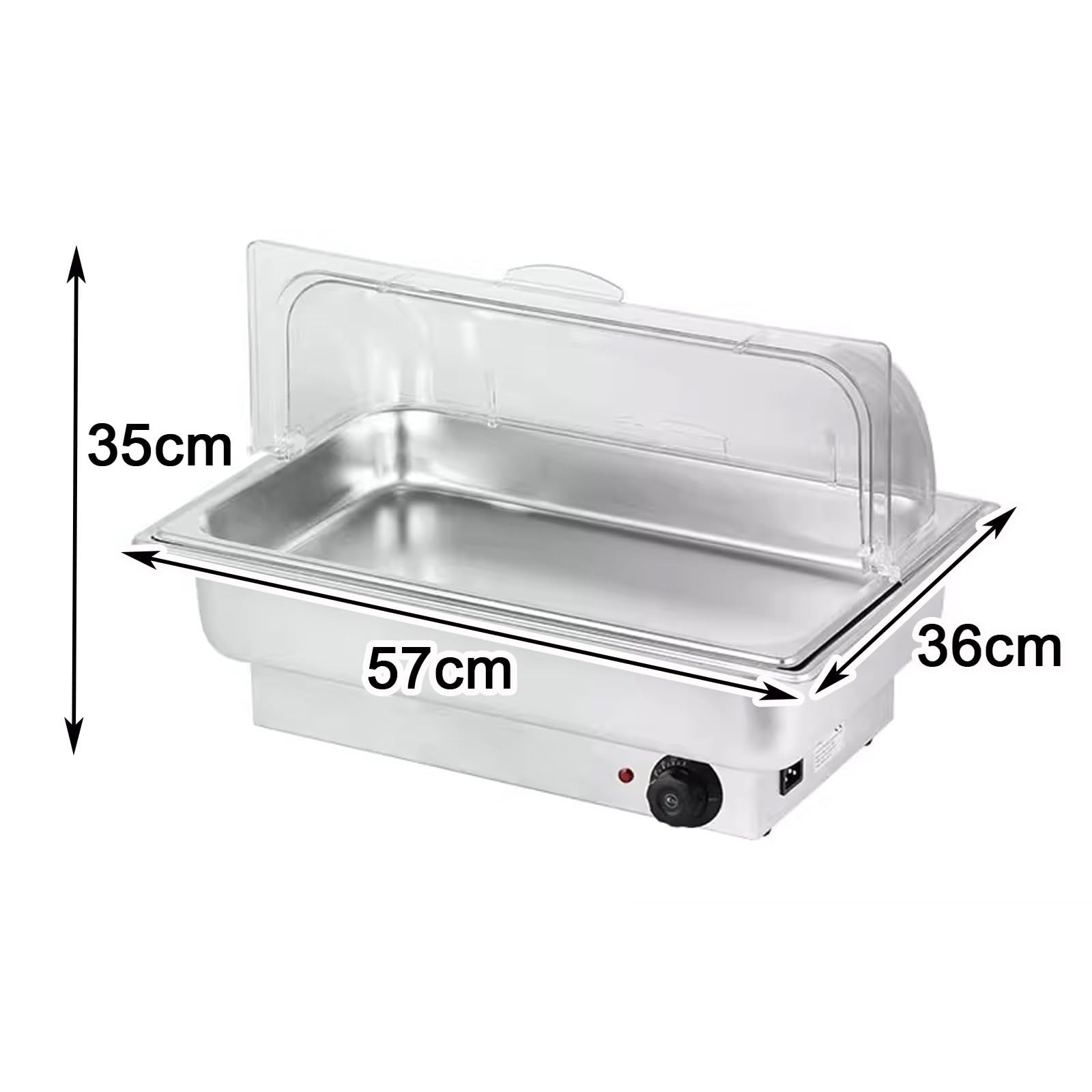 Scaldavivande Elettrico Acciaio Inox con Coperchio Trasparente Manopola per Regolare la Temperatura Contenitore Scalda Cibo per Buffet, Hotel, Banchetti(9L 1/1 Size)