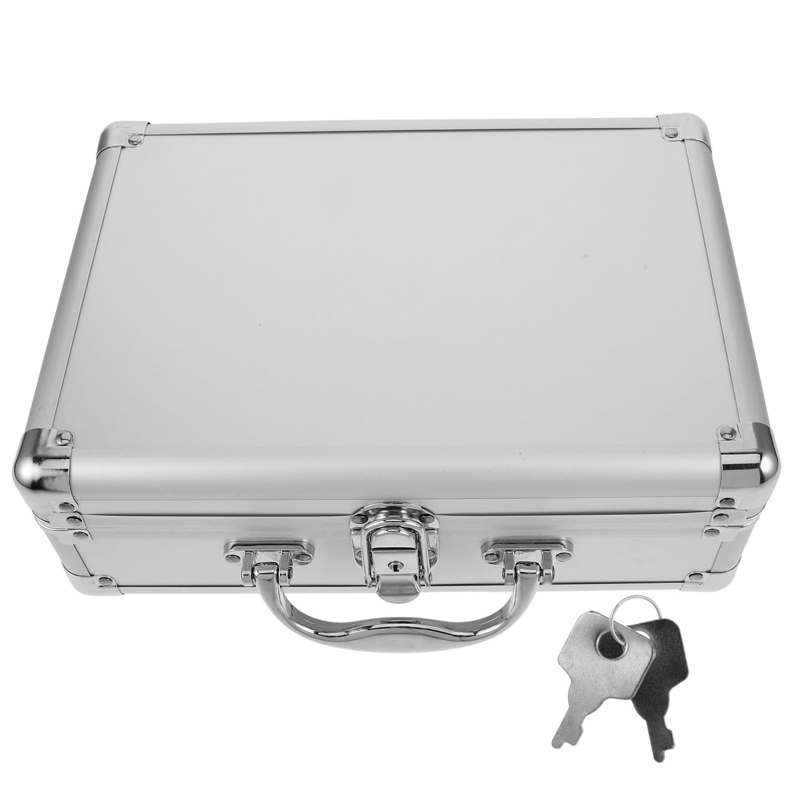 Aluminiumlegierung Werkzeugkoffer Silber mit Griff und Hartschale | 2-lagige Schaumstoffeinlage, Tragbares Format für Reise und Alltag, für Elektronik und Gerät