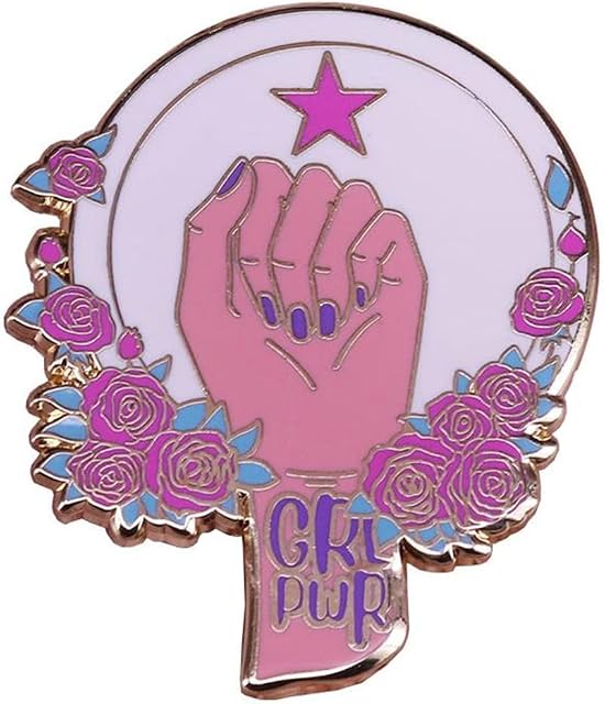 Pastel girl power badge feminist pin flower ladies brooch female empowerment jewelry women art accessories Flower ladies Enamel Pin feminist jewelry