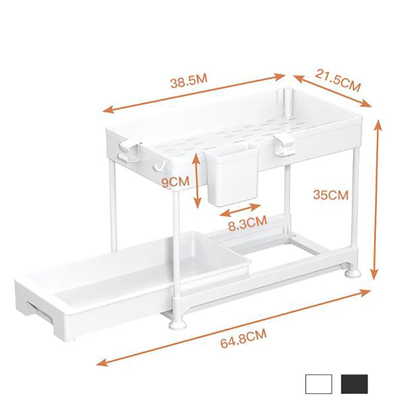 Organisateur de cuisine de rangement sous évier, rangement de cuisine coulissant à 2 niveaux sous étagère d'évier, organisation polyvalente pour cuisine salle de bain, pour placard de cuisine et pla