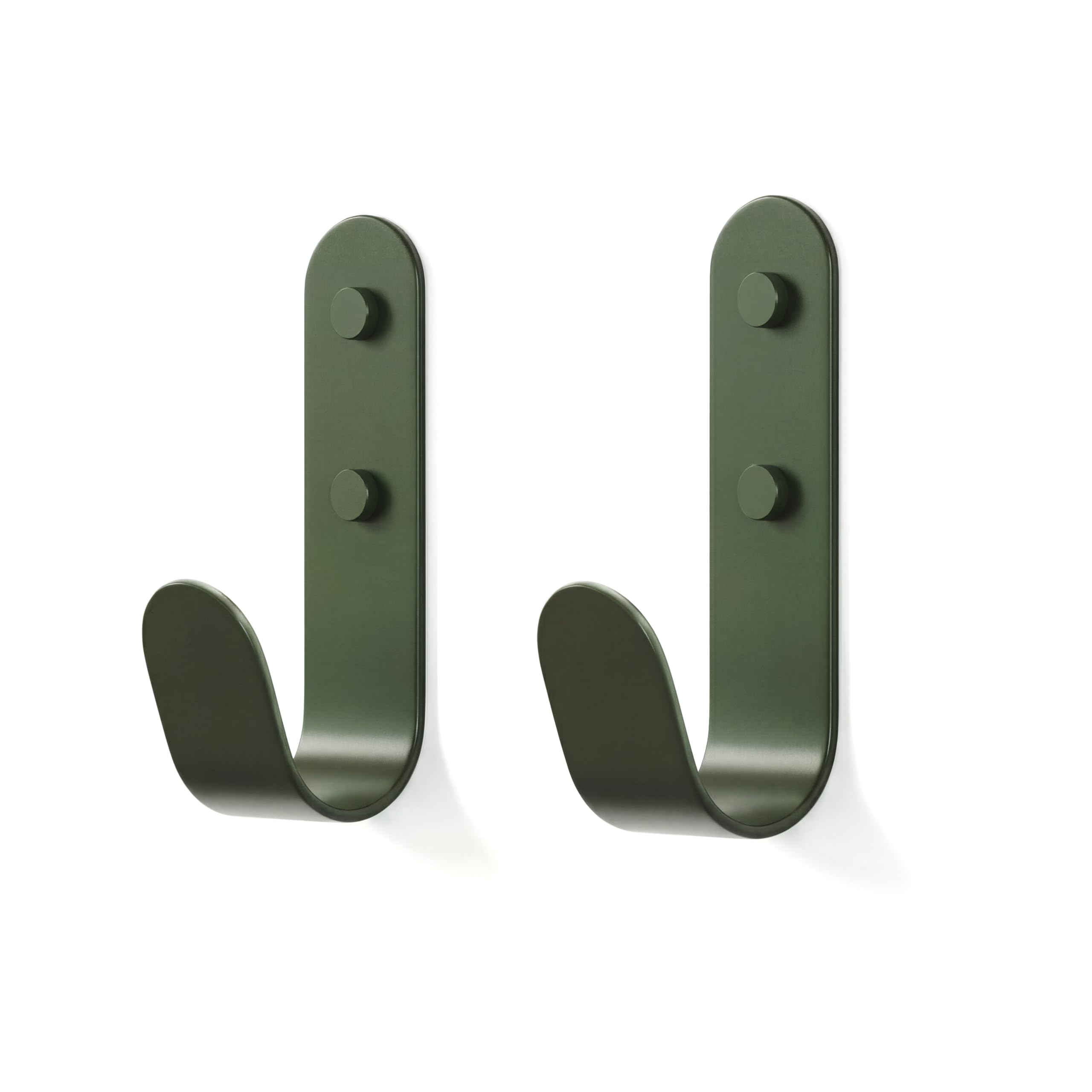 The Hairpin Leg Co. [HLC Metal J Wall Hook. Chunky Modern Playful Coat Hook - [Forest Green, 2 Pack]