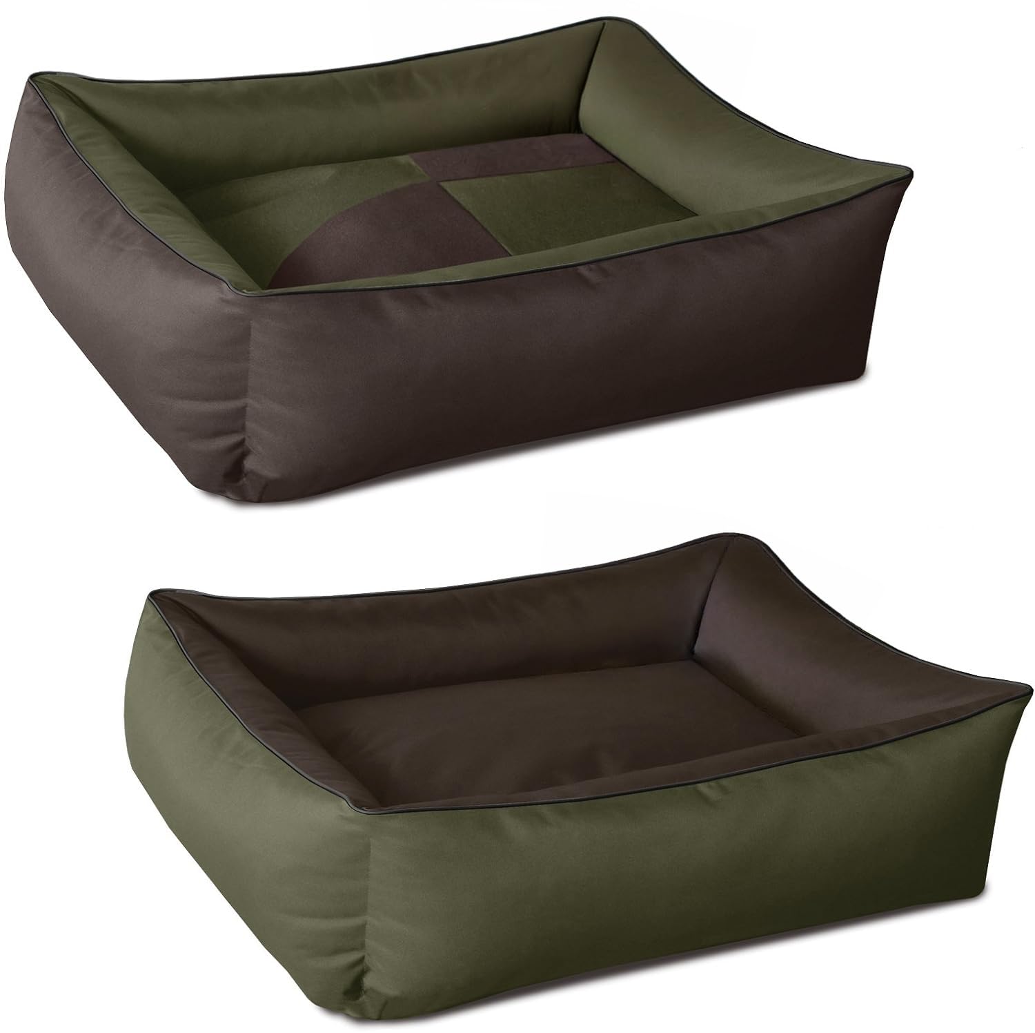 BedDog(R) 2w1 legowisko dla psa MAX QUATTRO, kojec wykonany z Cordury, zmywalne legowisko z krawêdzi±, kanapa dla psa do wewn±trz, XL, MYSTIC, zielono-br±zowy