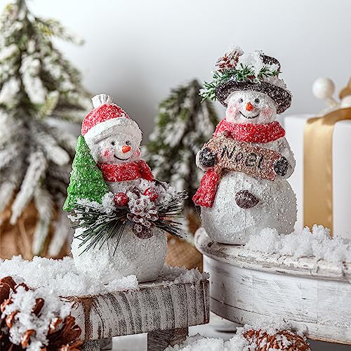 2-Pcs-Snowman-Figurines-Christmas-Decorations-Winter-Indoor-Home-Decor-Christmas-Snowman-Figurines-Table-Decorations-Cute-Christmas-Snowman-Gifts-Handmade-Resin-Winter-Indoor-Decorations 2 Pcs Snowman Figurines Christmas Decorations Winter Indoor Home Decor Christmas Snowman Figurines Table Decorations Cute Christmas Snowman Gifts Handmade Resin Winter Indoor Decorations