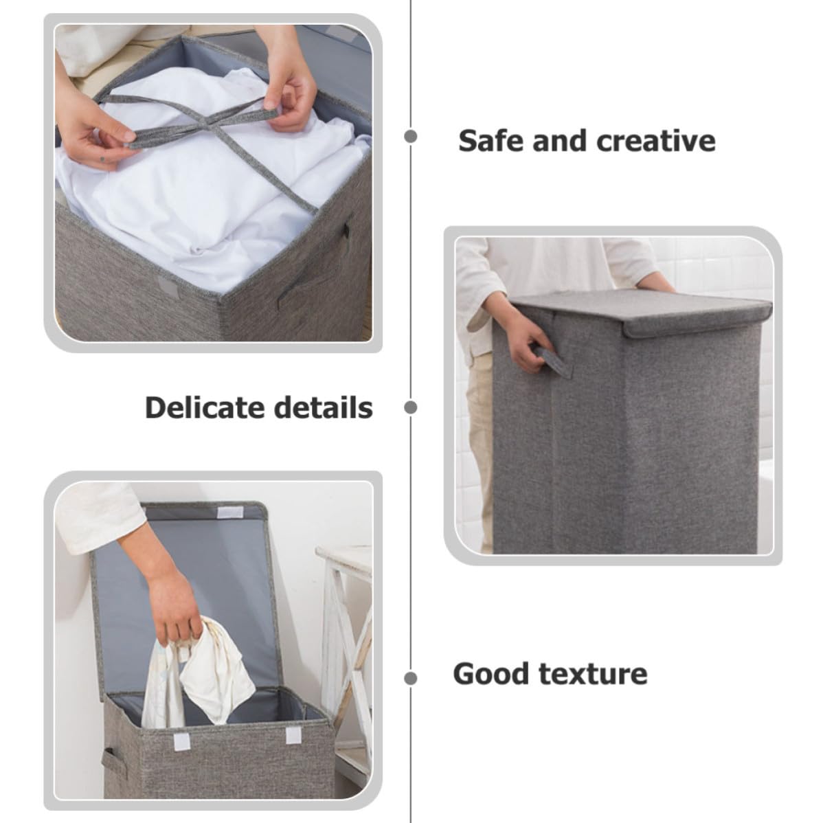 Cesto portabiancheria grande in tessuto con coperchio, versatile e portatile per la casa e spazi angusti