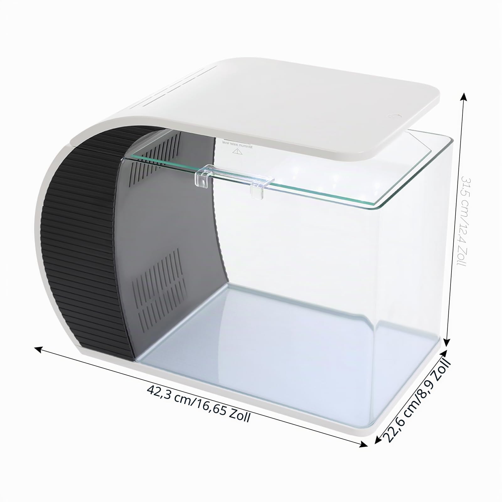 19L Aquarium Komplettset LED Glasaquarium-Set, Einsteigerbecken Eingebautem Filtersystem, Aquarium mit Beleuchtung für Fisch, Ziergarnelen, Krabben und Wasserpflanzen, 42.3 × 22.6 × 31.5 cm
