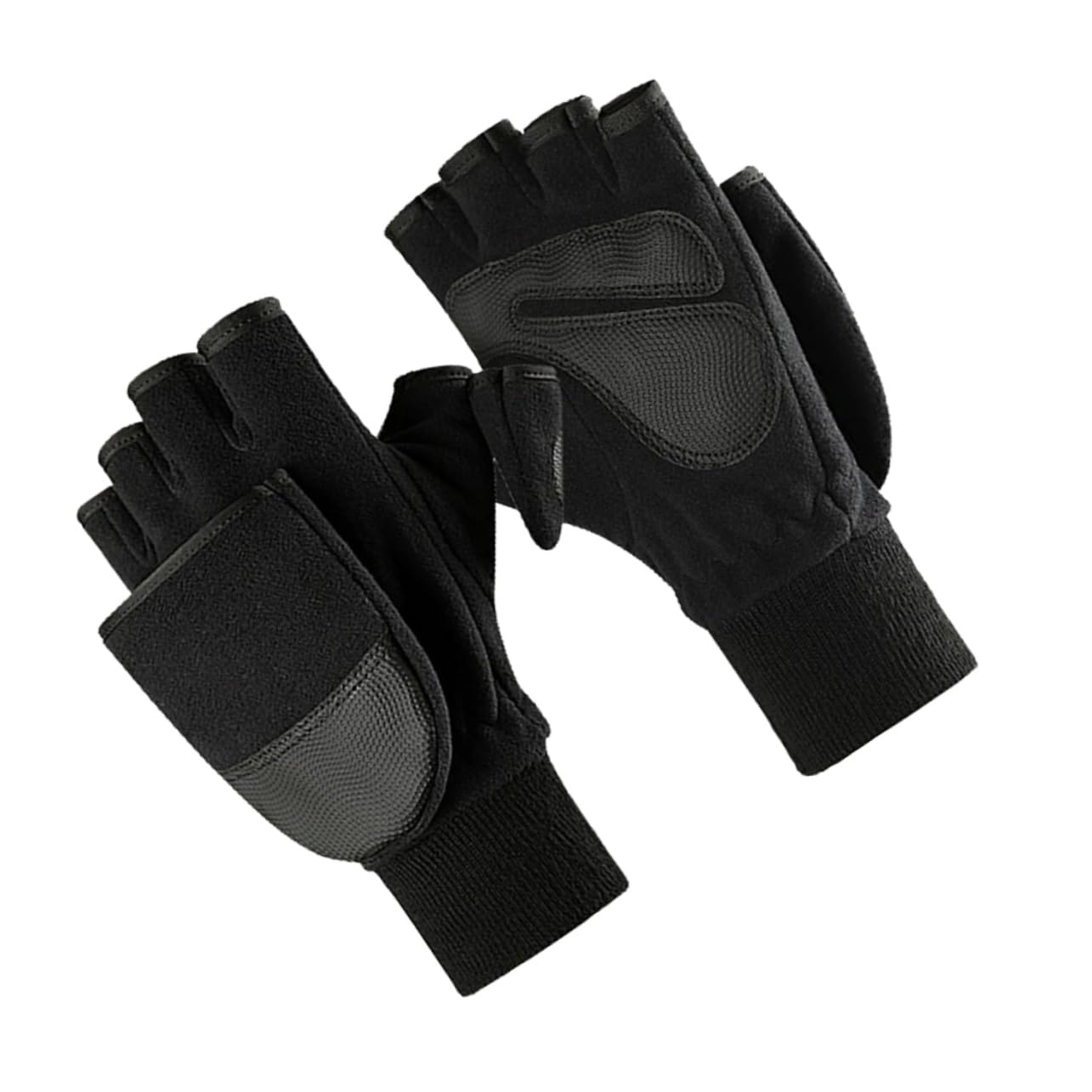 GOOHOCHY Winter Gloves Black Insulated Gloves Half-Finger Design for Cold Weather Use
