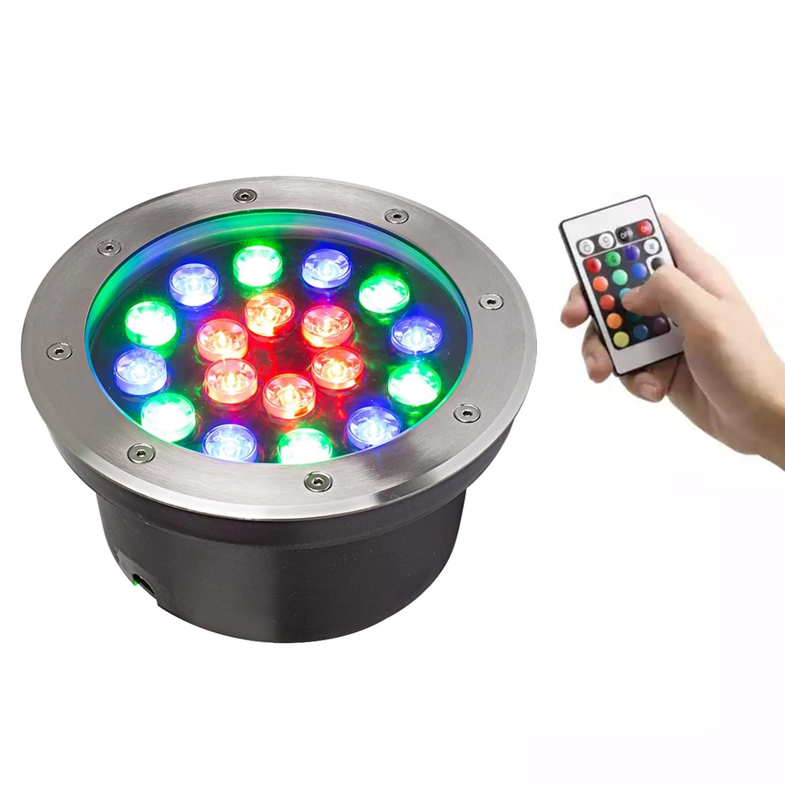 Luces De Paisaje Submarino - Foco LED Piscina, Foco Sumergible IP68, Foco Sumergible LED con Cambio De Color RGB, para Jardín, Focos De Piscina, con Mando A Distancia(12W)