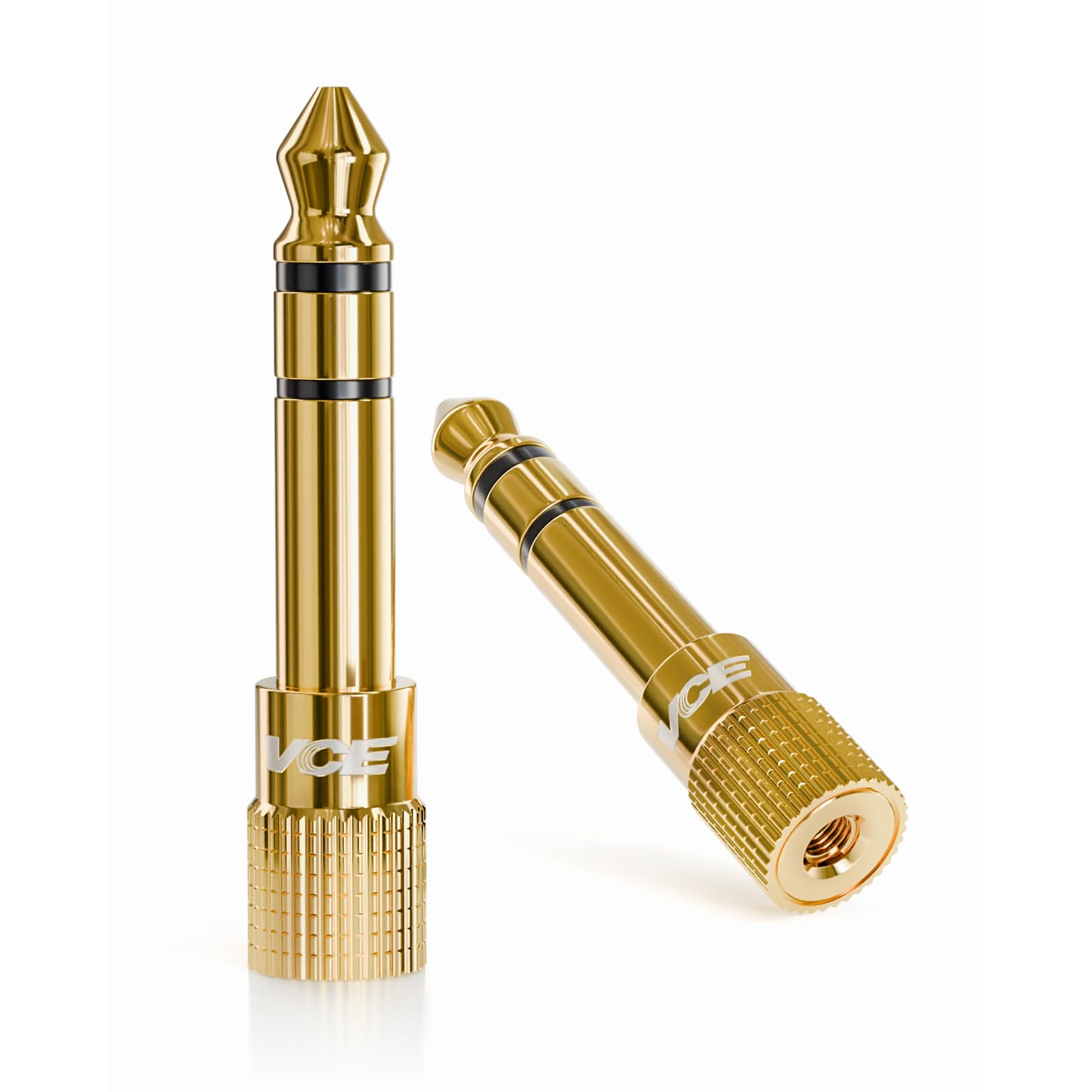 VCE 6.35mm (1/4 inch) Male to 3.5mm (1/8 inch) Female Stereo Audio Jack Adapter for Aux Cable, Guitar Amplifier, Headphone, 2 Pack