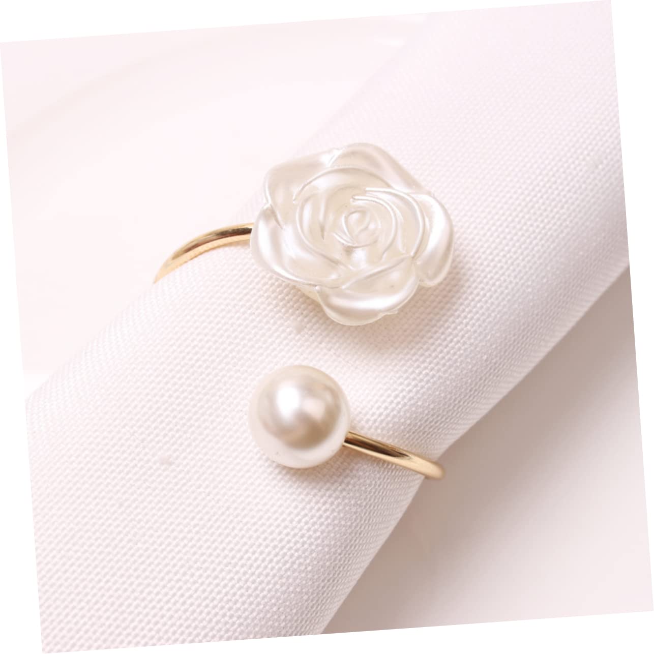 Mobestech 18stücke Teiliges Alloy Napkin Mit Perlen Und Rosen-Design Serviettenringe Für Hochzeiten Weihnachten Partys Und Besondere Anlässe