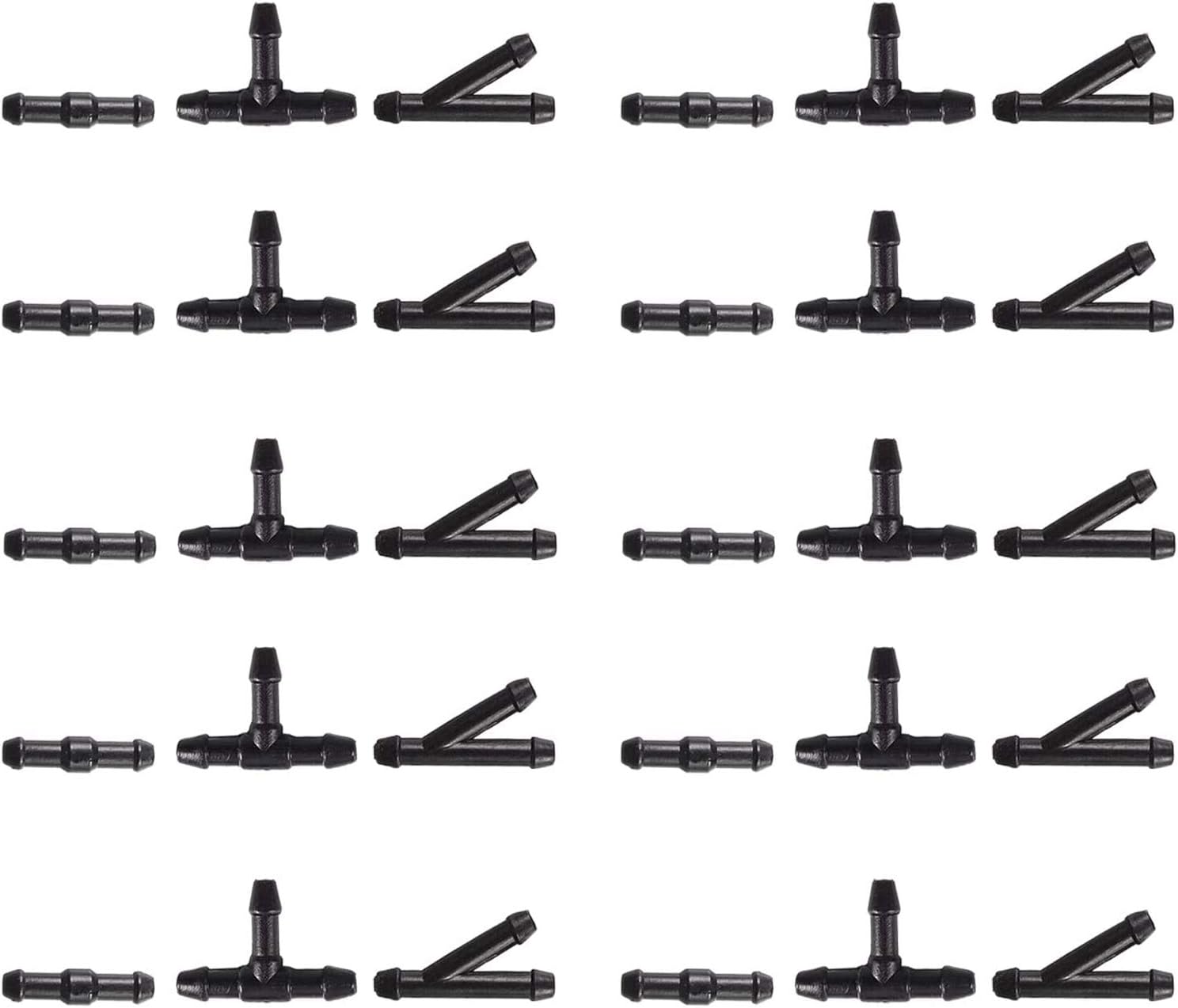 CPWUFIYD 30 Pcs Windshield Washer Hose Connectors, Universal Black