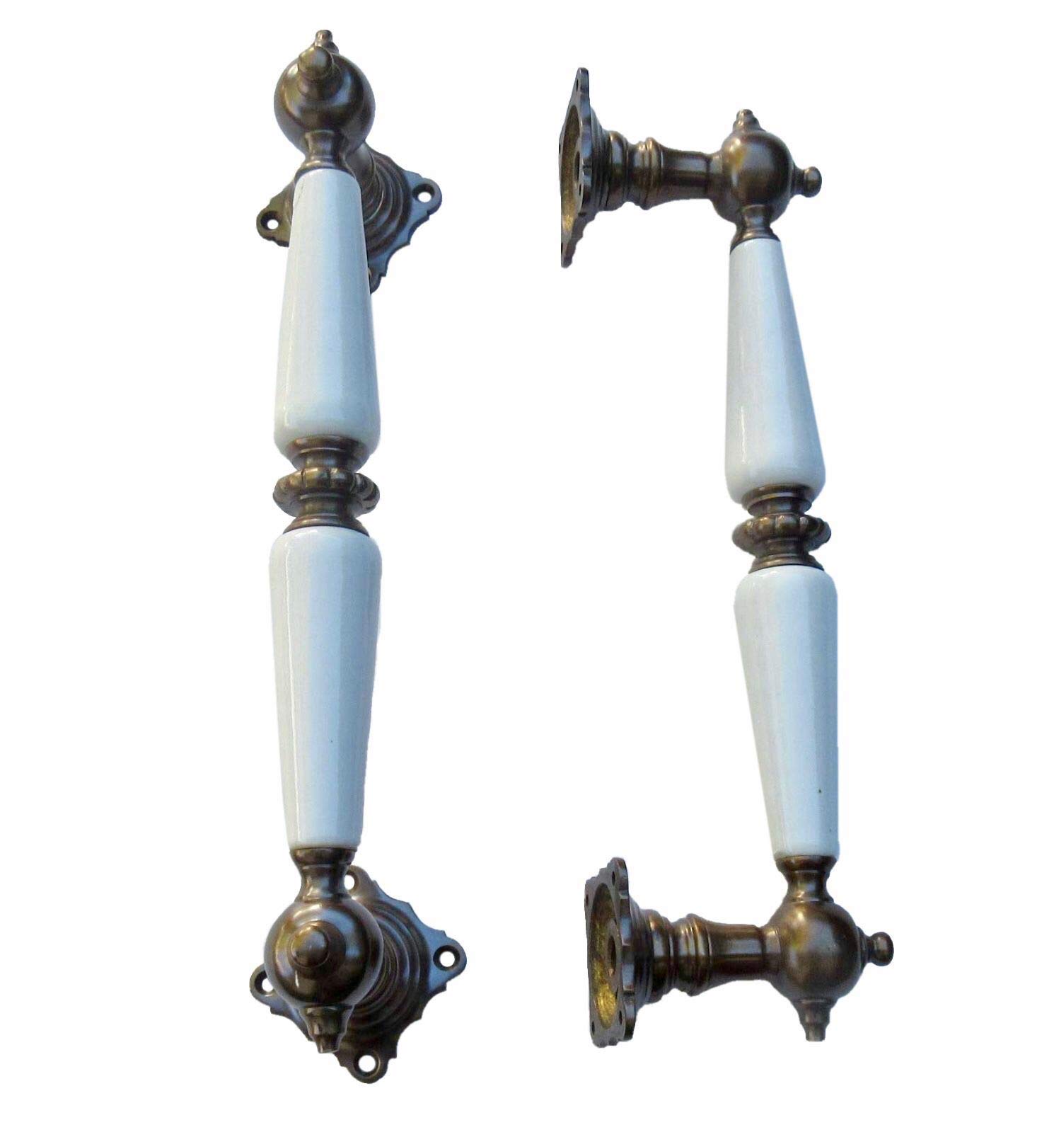2 Poignées De Porte En Laiton Poli - Style Art Nouveau (Jugendstil) - Neuves