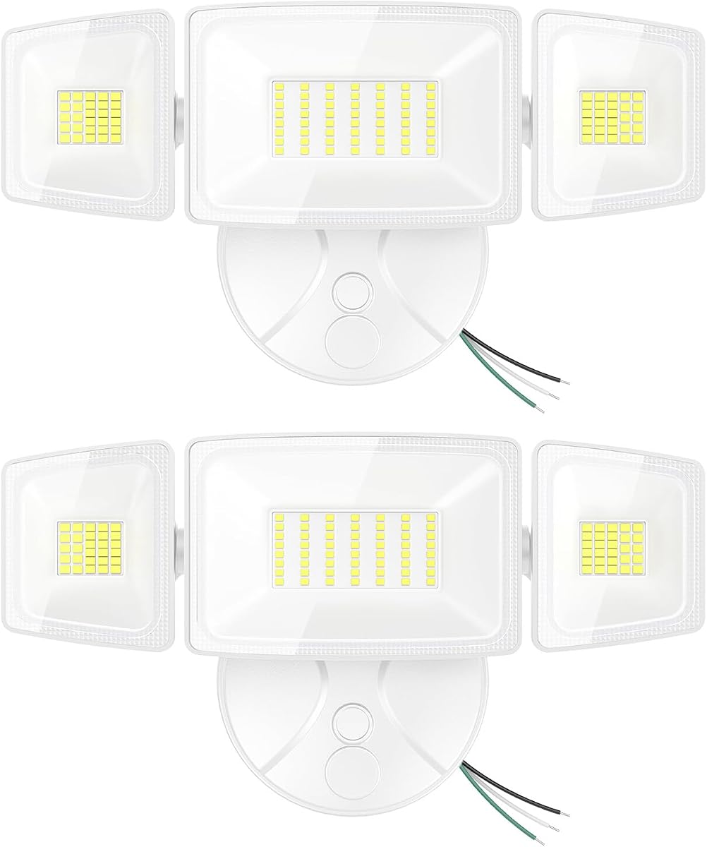 Onforu 2 Pack 75W Flood Lights Outdoor, 7000LM LED Flood Lighting Outdoor Switch Controlled, IP65 Waterproof Exterior Floodlight Fixture with 3 Adjustable Heads, 6500K Security Light for Garage Yard