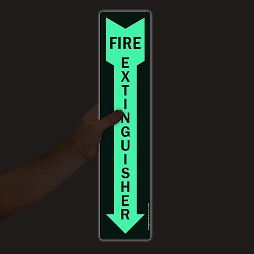 Adhesivos para extintores de incendios, 4 x 18 pulgadas, que brillan en la oscuridad, vinilo laminado de 9 mil, etiqueta autoadhesiva duradera,