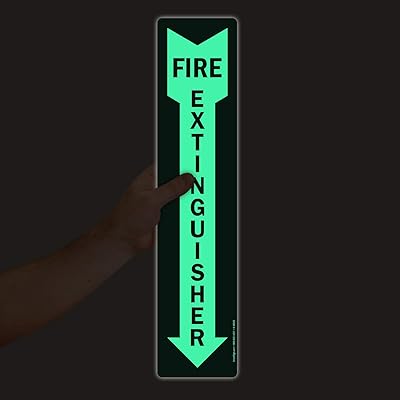 Fire Extinguisher Stickers, 4x18 Inches, Glow in The Dark 9 Mil Laminated Vinyl Self Adhesive Durable Decal Label, Weatherproof and UV Protected