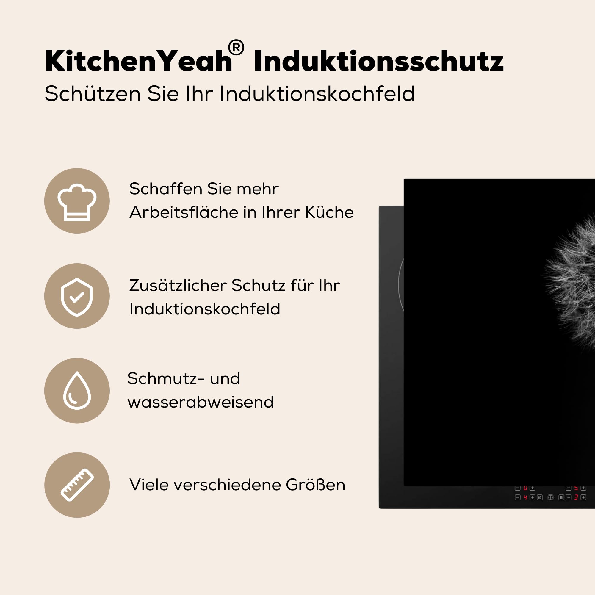 Focenat Induktionsmatte Set - 4-teilig, Silikon, Hitzebeständig, Für Kochfeld Schutz