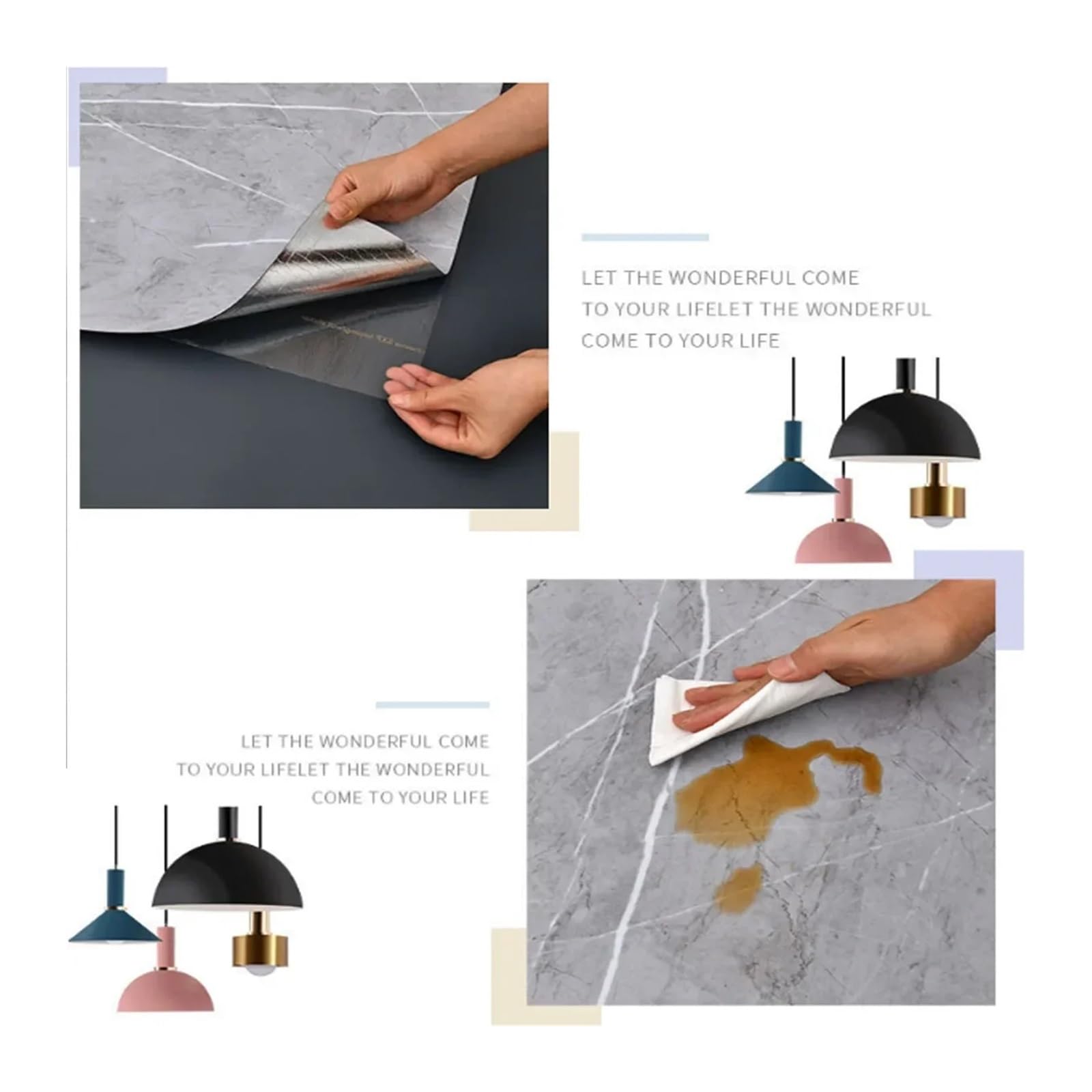 Pavimento Pvc Adesivo,Pellicole Adesive Per Mobili 12 adesivi murali effetto marmo, for pavimenti autoadesivi, impermeabili, bagno e soggiorno, 30 * 30 cm(Stone Gray)