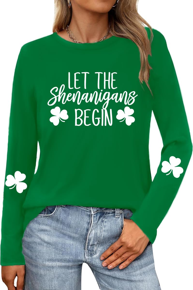 – Womens St Patricks Day Long Sleeve Shirt Lucky Shamrock Paddy's Day T-Shirt Love Irish Clover T-Shirts