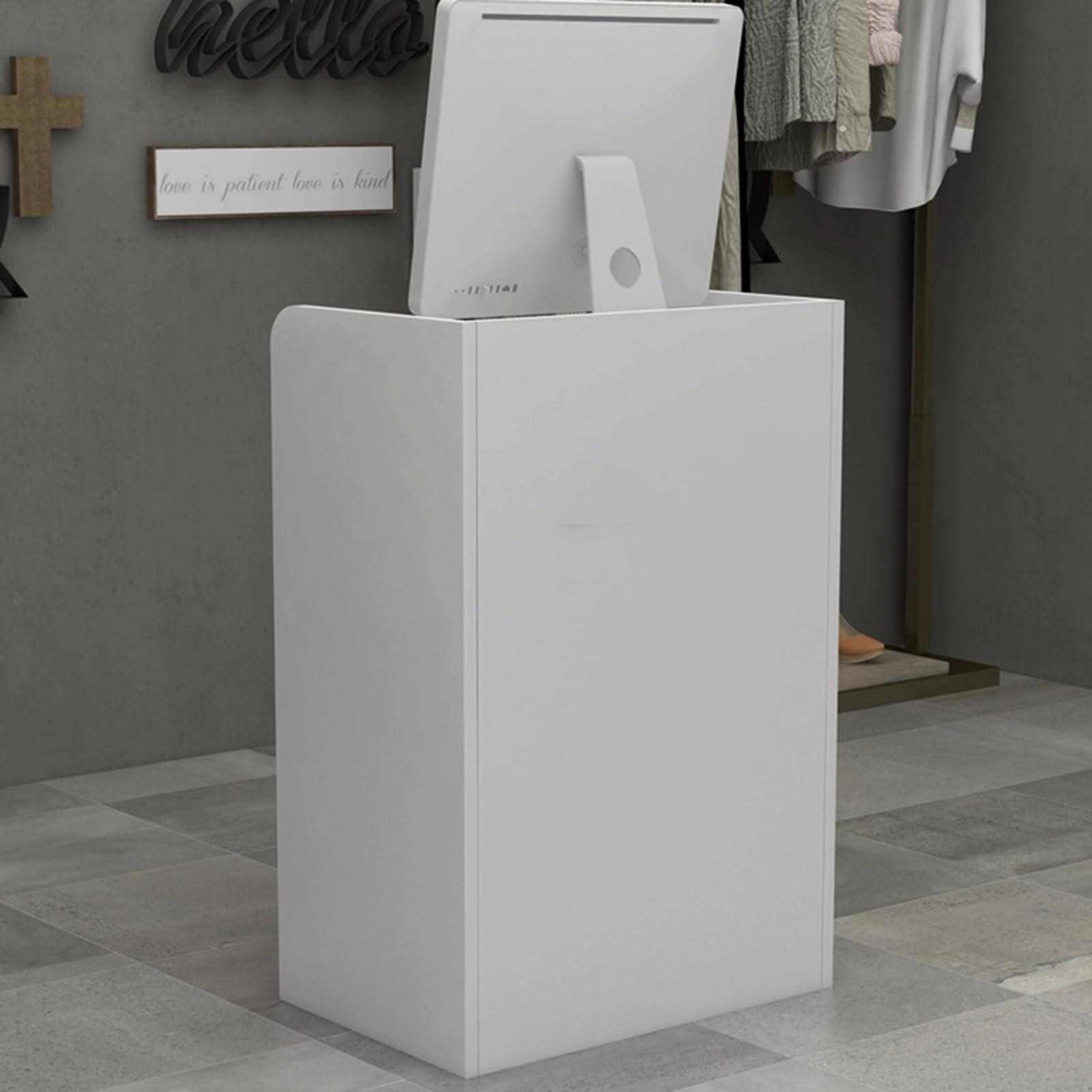 Mesa de Recepción de Mostrador de Oficina Cajones y Armario con Cerradura Mesa de Mostrador con Gran Espacio de Almacenaje para Oficina Tienda Salones de Belleza Hoteles