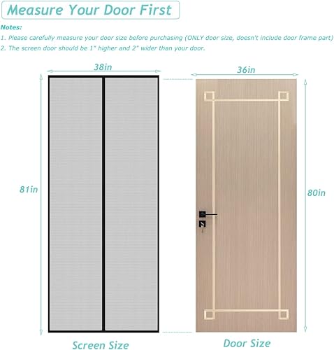 Miniatura 2 de DOOREASY Puerta mosquitera magnética, puerta mosquitera de poliéster reforzado, imanes autosellables, apta para mascotas y niños, pantalla de malla